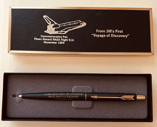 Commemorative pen from NASA Space Shuttle Discovery.